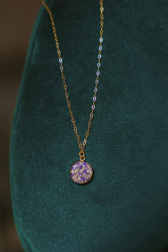 Purple & White Floral Necklace