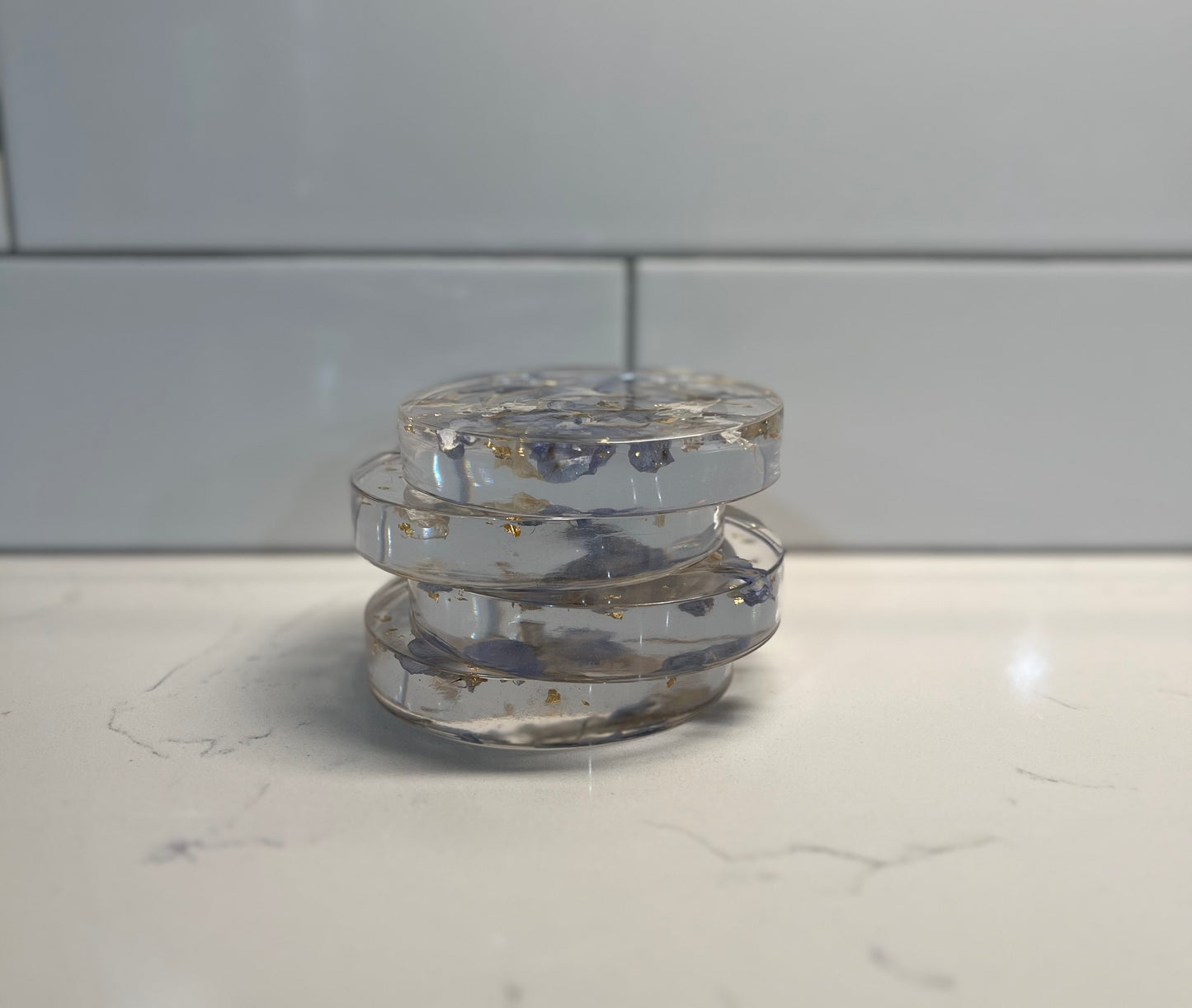 Dried Delphinium Coasters